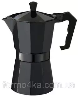 Гейзерная черная алюминиевая кофеварка  на 6 чашек