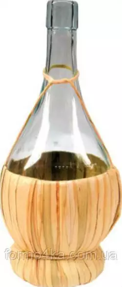 Бутылка стеклянная оплетенная соломой 1л с пробкой