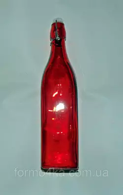 Бутылка  с бугельной пробкой 1л красного цвета