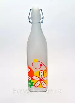 Бутылка  с бугельной пробкой 1л молочного цвета