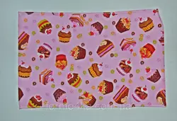 Кухонное вафельное полотенце "тортики" розовое 55х35см