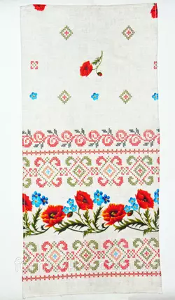 Кухонное полотенце лен-рогожка"Маки" 70х35см Кухонное полотенце лен-рогожка"Маки" 70х35см