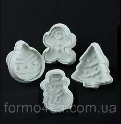 Плунжера Новый Год 4шт для мастики Плунжера Новый Год 4шт для мастики