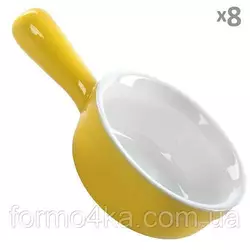 Кокотница для жульена керамика 8шт/наб желтые с ручками