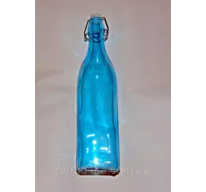 Бутылка  с бугельной пробкой 1л голубого цвета